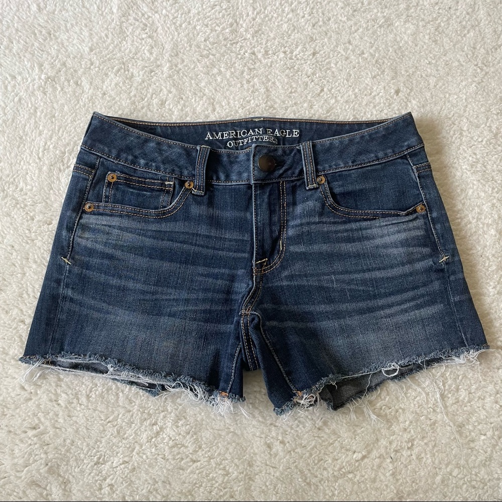 American Eagle Denim Shorts "Shortie" Super Stretch Dark Wash Size 4